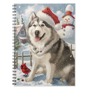 Alaskan Malamute Dog Winter Wonderland Christmas  Notebook