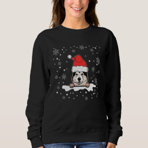 Alaskan Malamute Dog With Christmas Hat Puppy Sweatshirt