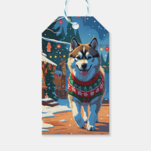 Alaskan Malamute Dogs Christmas Snow Holiday Gift Tags