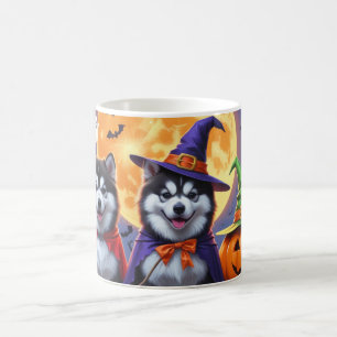 Alaskan Malamute Dogs Pumpkin Halloween Funny  Coffee Mug