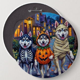 Alaskan Malamute Dogs Trick-or-Treating Halloween 6 Cm Round Badge