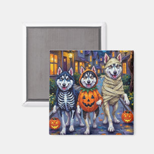 Alaskan Malamute Dogs Trick-or-Treating Halloween Magnet