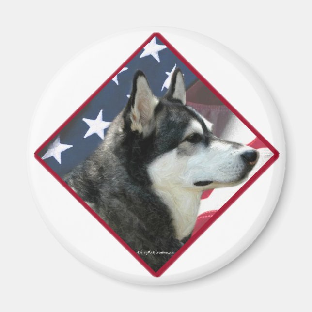 Alaskan Malamute Flag 2 Magnet (Front)