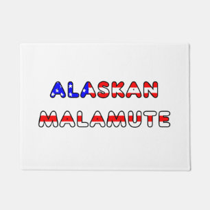 alaskan malamute flag in name doormat