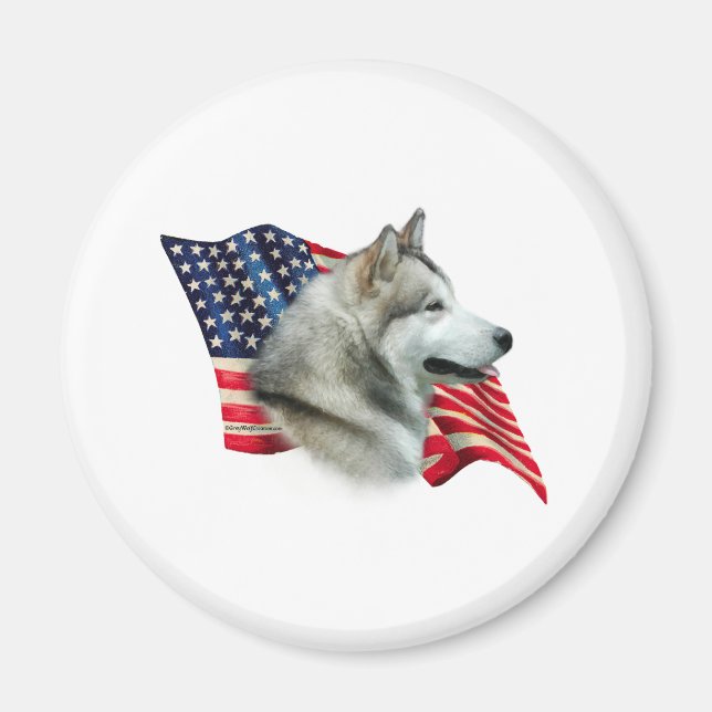 Alaskan Malamute Flag Magnet (Front)