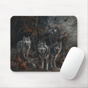 Alaskan Malamute Halloween Night Doggy Delight Mouse Mat