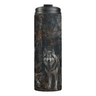 Alaskan Malamute Halloween Night Doggy Delight  Thermal Tumbler