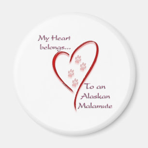 Alaskan Malamute Heart Belongs Magnet