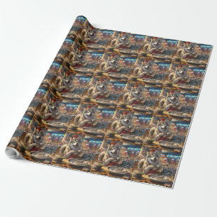 Alaskan Malamute Holiday Baking: Festive Christmas Wrapping Paper