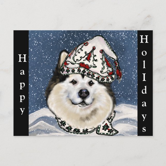 Alaskan Malamute Holiday  Postcard (Front)