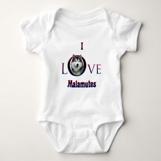 Alaskan Malamute I Love Baby Bodysuit