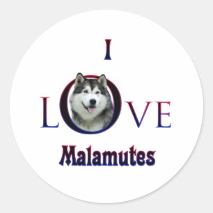 Alaskan Malamute I Love Classic Round Sticker