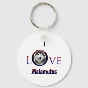 Alaskan Malamute I Love Key Ring