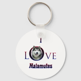 Alaskan Malamute I Love Key Ring
