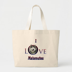 Alaskan Malamute I Love Large Tote Bag