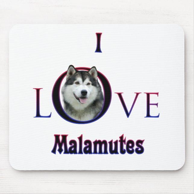 Alaskan Malamute I Love Mouse Mat (Front)