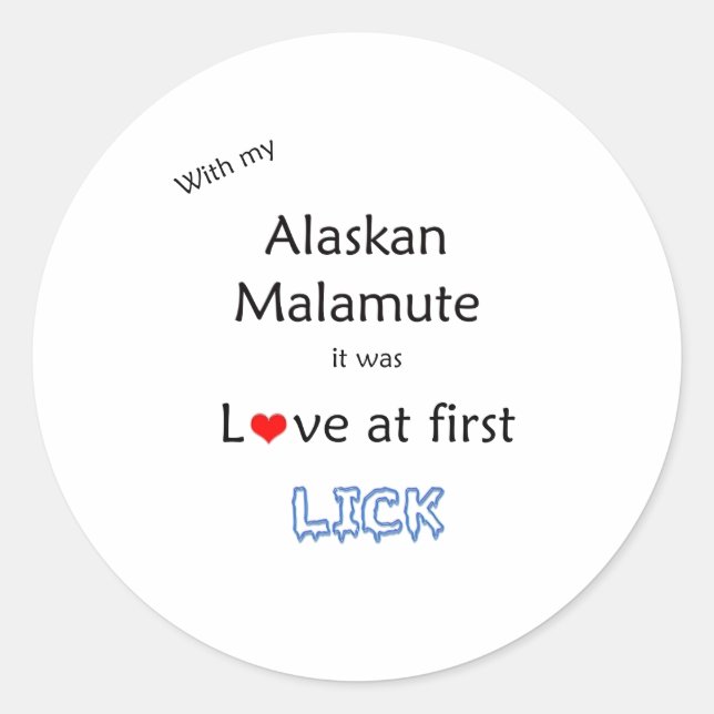 Alaskan Malamute Lick Design Classic Round Sticker (Front)