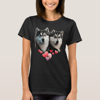 Alaskan Malamute Love Heart on Alaskan Malamute   T-Shirt