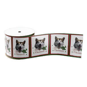 Alaskan Malamute Merry Christmas Grosgrain Ribbon