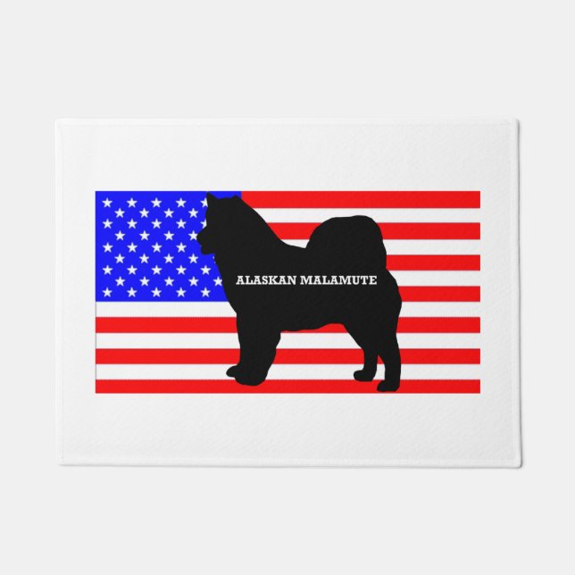alaskan malamute name silo on flag doormat (Front)