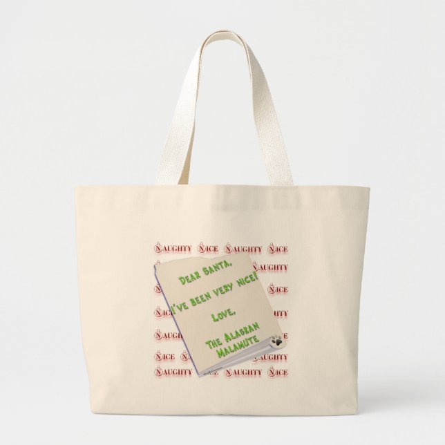 Alaskan Malamute Naughty or Nice Large Tote Bag (Front)