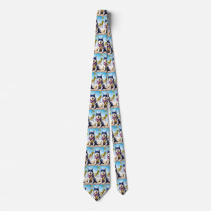 Alaskan Malamute on Beach, summer gift Tie