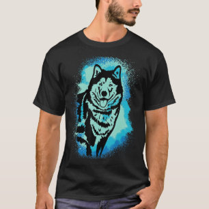 Alaskan Malamute Paint Blue Design Dog Mum Dad_1 T-Shirt