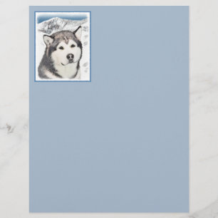 Alaskan Malamute Painting - Cute Original Dog Art