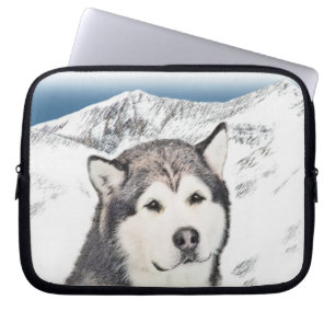 Alaskan Malamute Painting - Cute Original Dog Art Laptop Sleeve