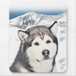 Alaskan Malamute Painting - Cute Original Dog Art Mouse Mat