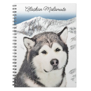 Alaskan Malamute Painting - Cute Original Dog Art Notebook
