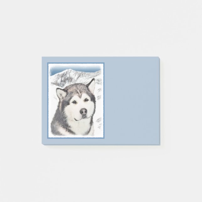 Alaskan Malamute Painting - Cute Original Dog Art Post-it Notes (Front)
