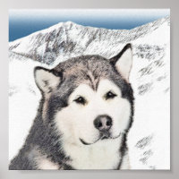 Alaskan Malamute Painting - Cute Original Dog Art