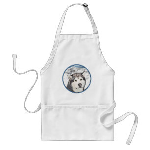 Alaskan Malamute Painting - Cute Original Dog Art Standard Apron