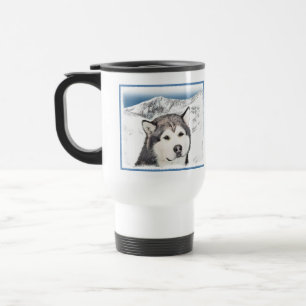 Alaskan Malamute Painting - Cute Original Dog Art Travel Mug