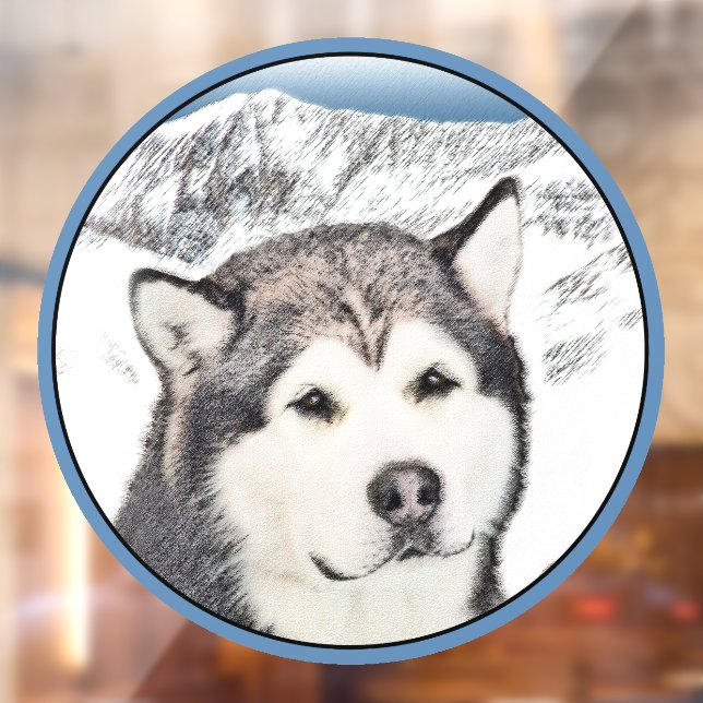 Alaskan Malamute Painting - Cute Original Dog Art Window Cling (Sheet 2)