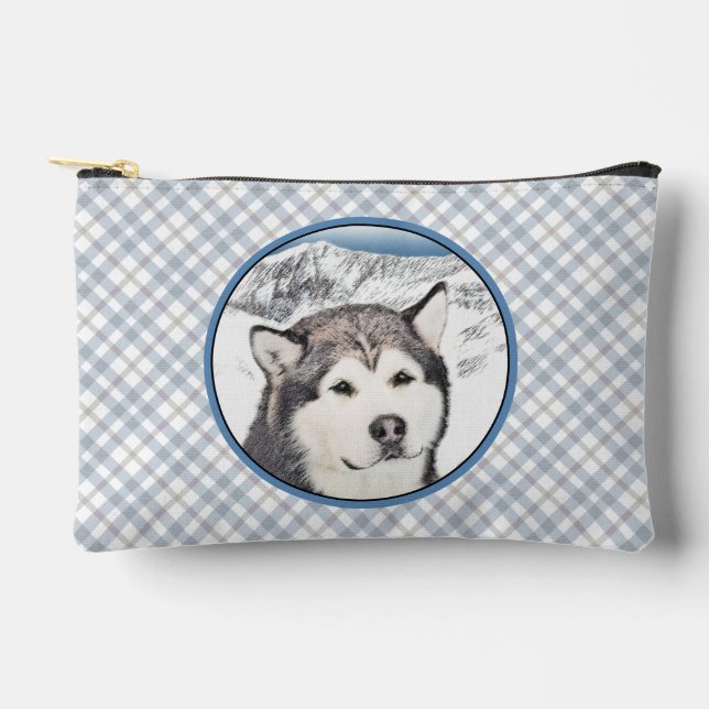 Alaskan Malamute Painting Mal Mally Sled Dog Art Accessory Pouch (Front)
