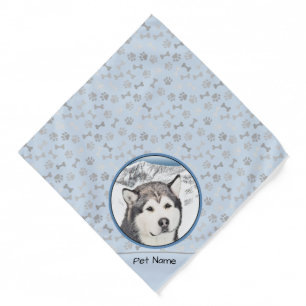 Alaskan Malamute Painting Mal Mally Sled Dog Art Bandana