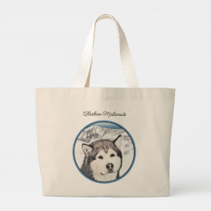 Alaskan Malamute Painting Mal Mally Sled Dog Art Large Tote Bag