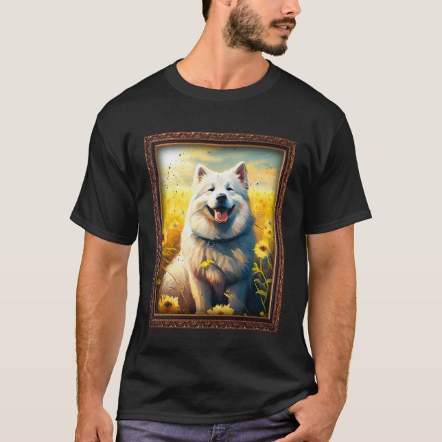 Alaskan Malamute Painting Sunflower Flower Mom Wom T-Shirt (Front)