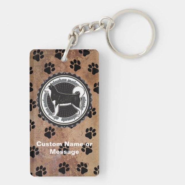 Alaskan Malamute Paws Dog Breed Lover Custom Name Key Ring (Back)