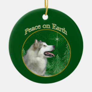 Alaskan Malamute Peace Ceramic Tree Decoration