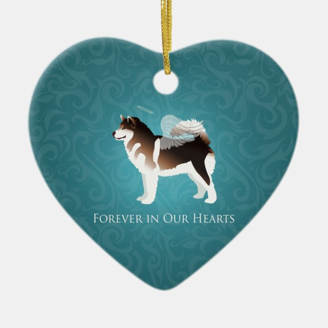 Alaskan Malamute Pet Loss Design Ceramic Tree Decoration (Front)