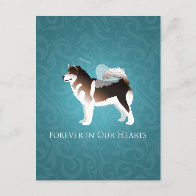 Alaskan Malamute Pet Loss Design Postcard (Front)