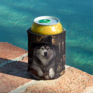 Alaskan Malamute Pumpkins Halloween Scary Can Cooler