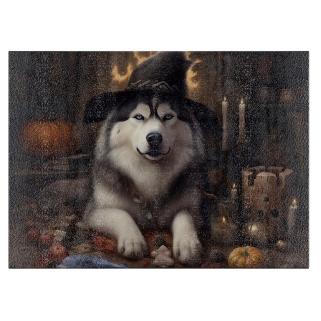 Alaskan Malamute Pumpkins Halloween Scary Cutting Board (Front)