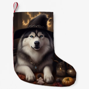 Alaskan Malamute Pumpkins Halloween Scary Small Christmas Stocking
