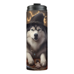 Alaskan Malamute Pumpkins Halloween Scary Thermal Tumbler