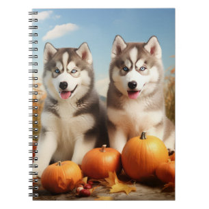 Alaskan Malamute Puppy Autumn Delight Pumpkin Notebook