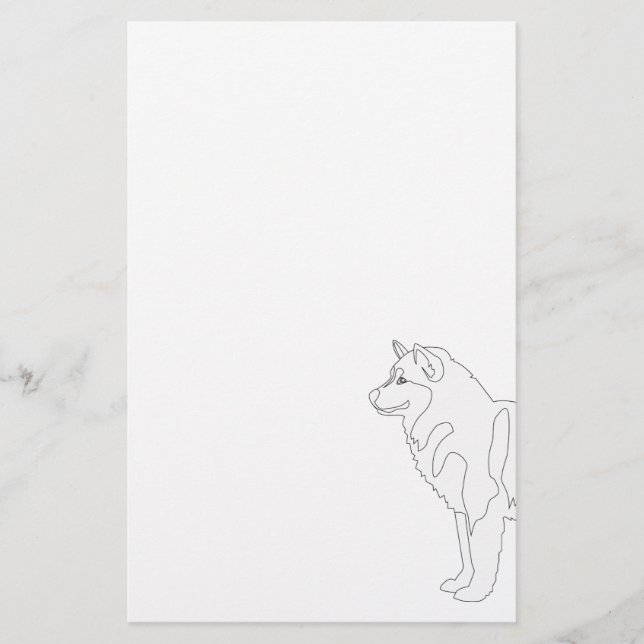 Alaskan Malamute Ready to Colour and Customise Stationery (Front)